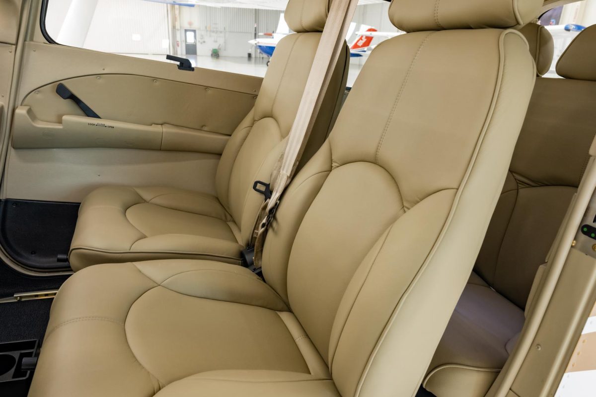 Cessna 172 cabin interior showing the dual controls and seating