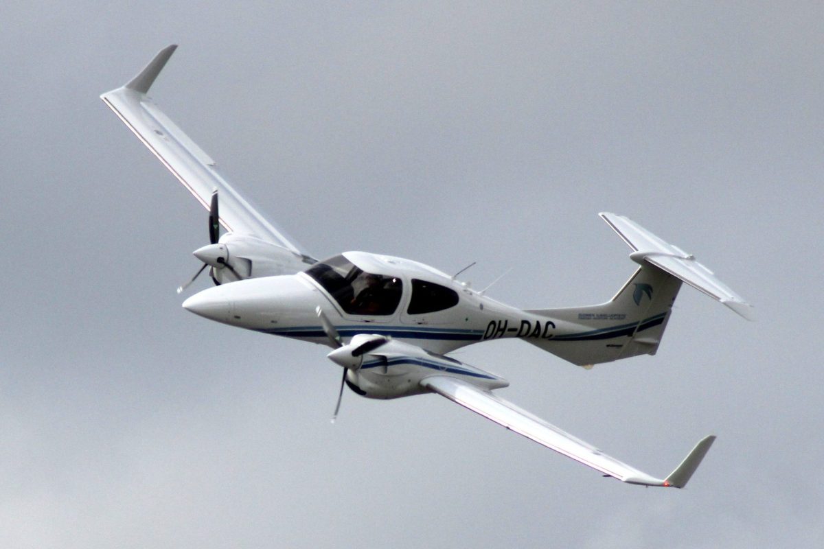 Diamond DA42 multi-engine training aircraft in flight