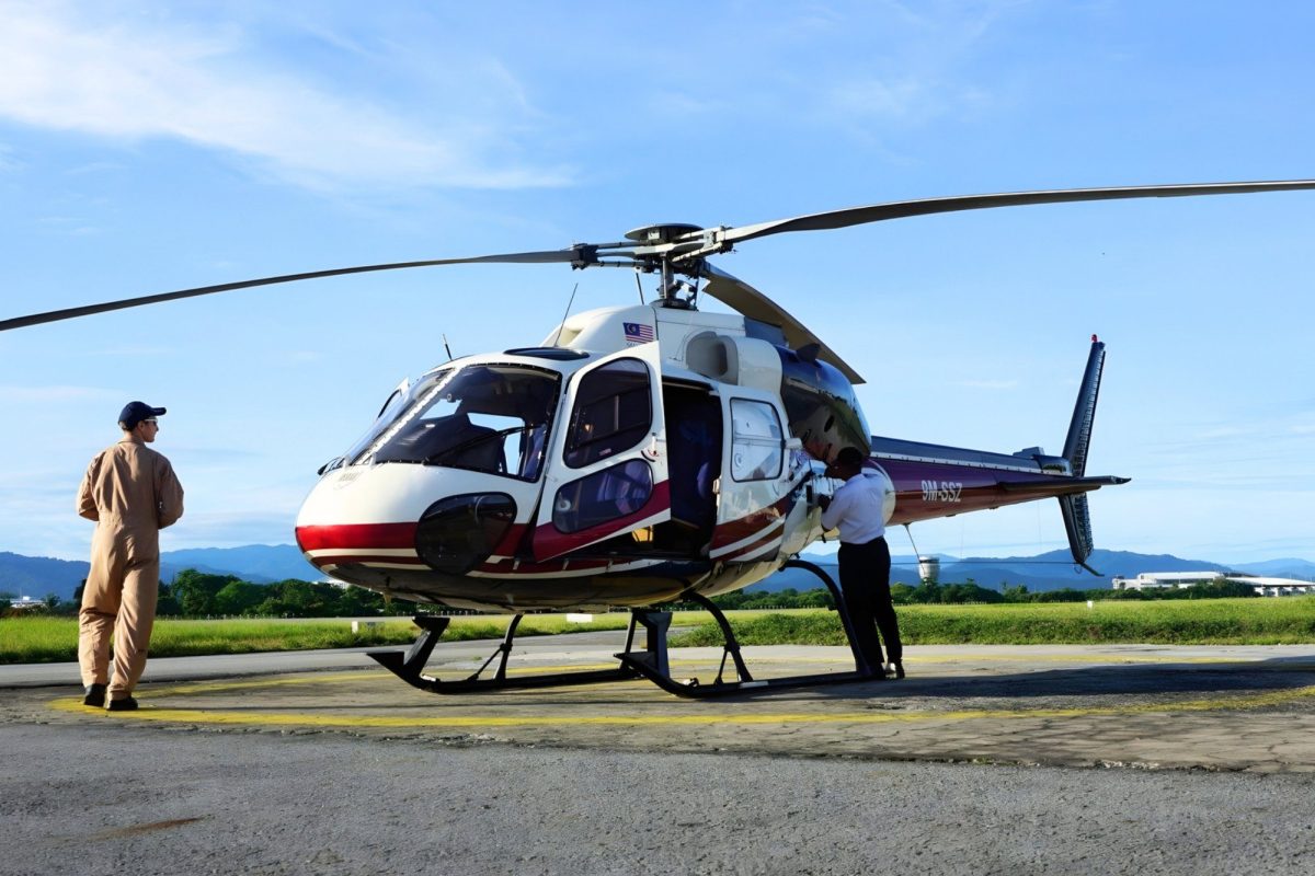LLFA crew preparing an Airbus AS355 helicopter before a training flight
